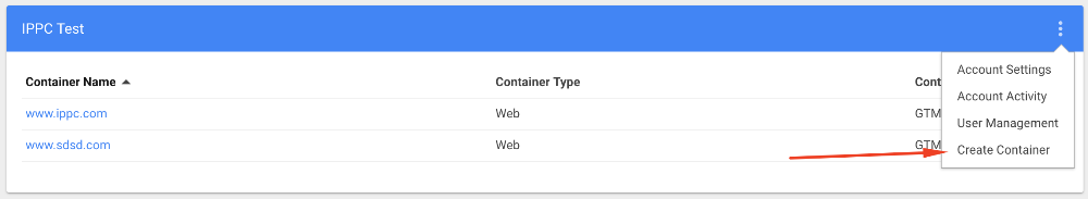 google tag manager containers
