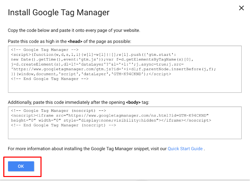 google tag manager code