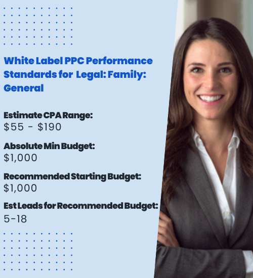 White Label PPC Performance Standards for Legal Family-General